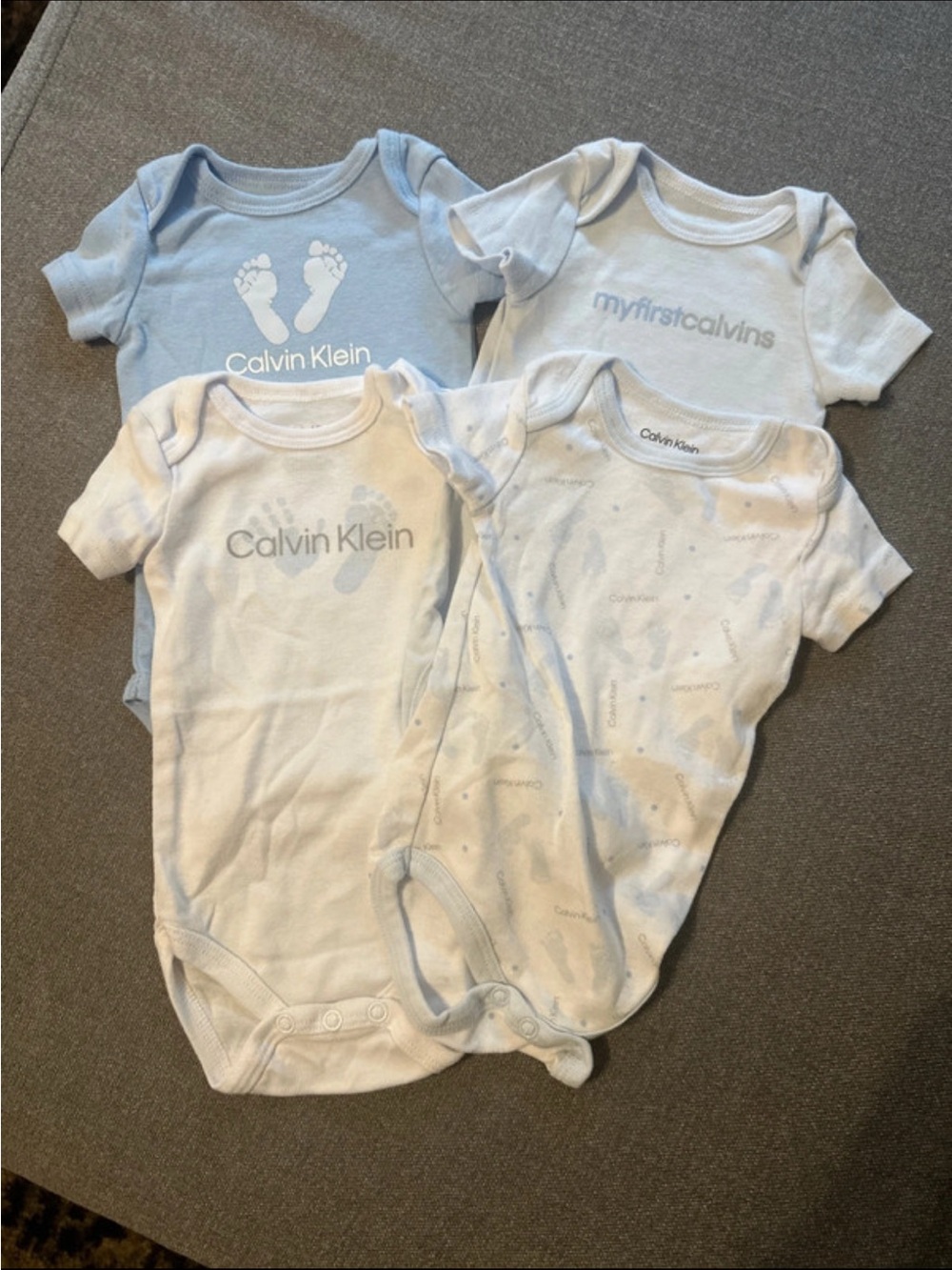 Calvin Klein Baby Bodysuit Set in Light Blue and White - 4 Pack